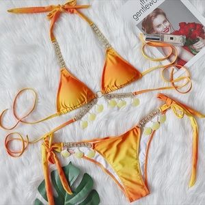 Orange + Yellow Rhinestone Bikini